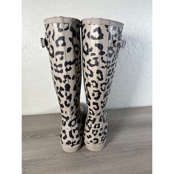 Hunter Original Leopard Print Refined Tall Waterproof Rain Boots Size 5.5 Gray - Picture 5 of 7